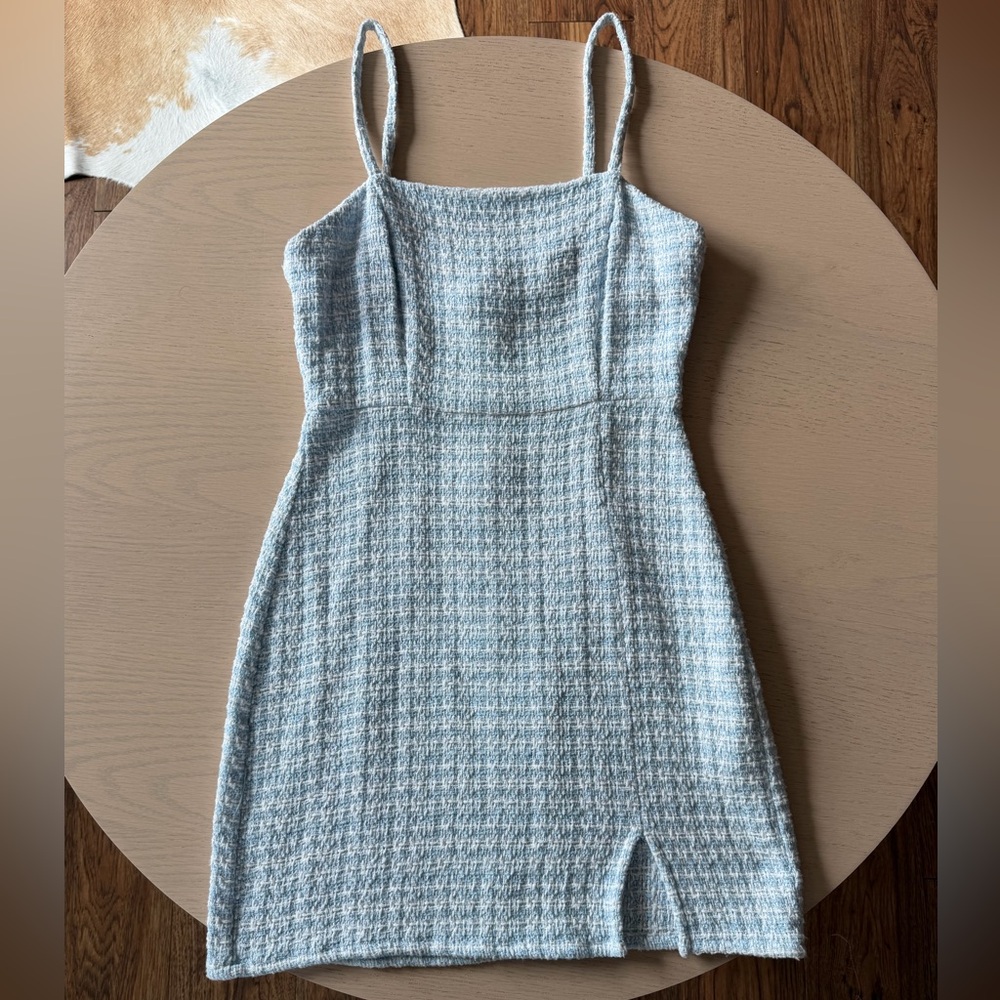 Zara Light Blue Tweed Dress